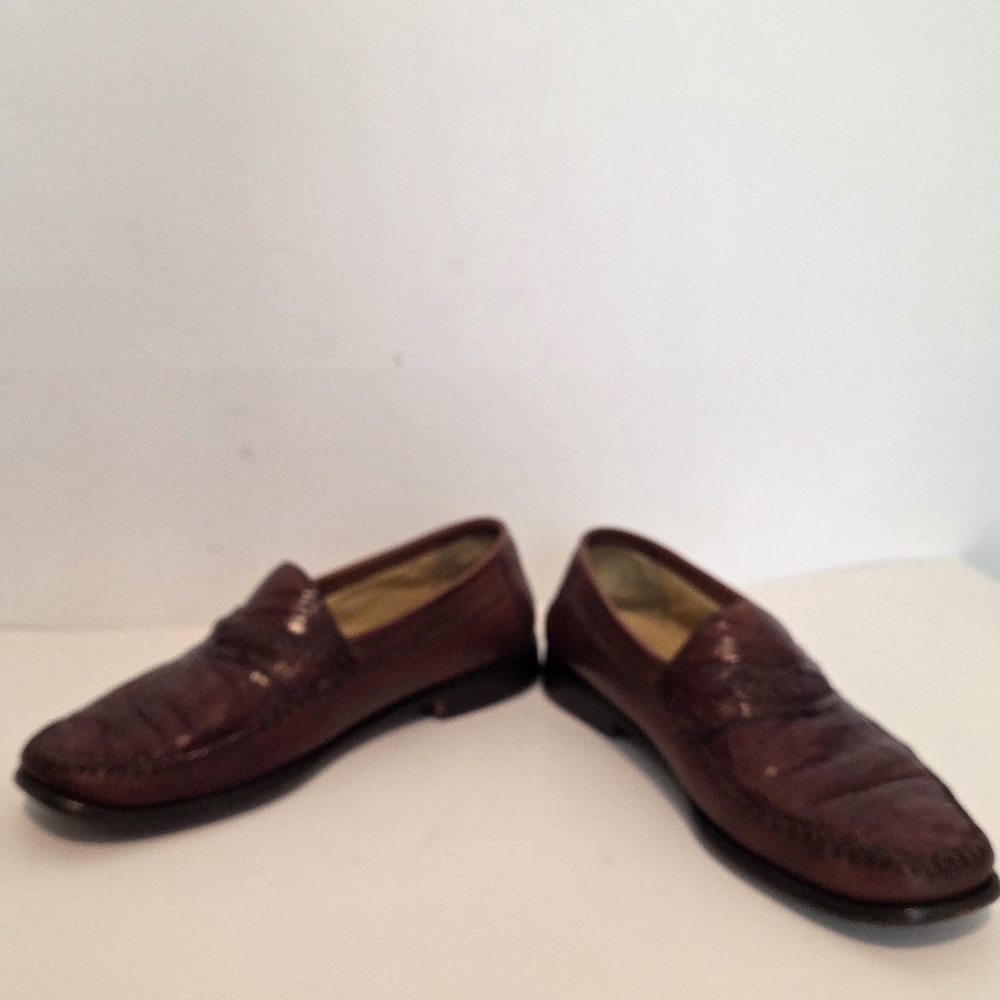 Genuine Caiman Alligator Imperial Loafers Brown Florsheim Imperial Mens Sz 38D - Picture 11 of 16